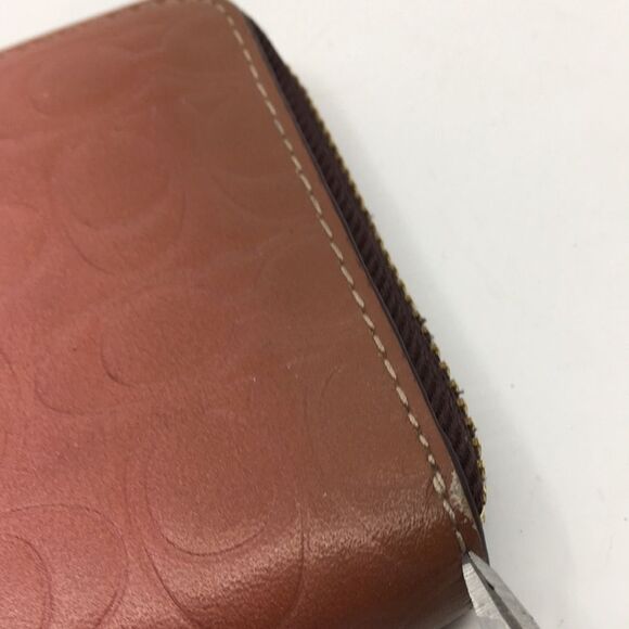 Coach Pink Ombré Signature Leather Accordion Zip Around Long Wallet - Picture 11 of 16